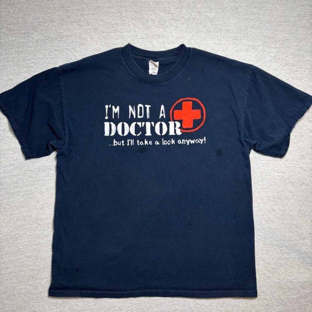 Alstyle Mens T-Shirt XL Blue I'm Not A Doctor Novelty Vintage Style Streetwear